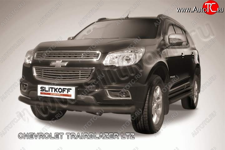 10 649 р. Защита переднего бампера d76 Slitkoff Chevrolet Trailblazer GM800 дорестайлинг (2012-2016) (Цвет: серебристый)  с доставкой в г. Белгород