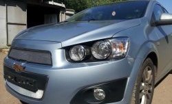 1 539 р. Нижняя сетка на бампер Russtal (хром) Chevrolet Aveo T300 седан (2011-2015)  с доставкой в г. Белгород. Увеличить фотографию 3