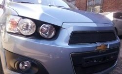 1 469 р. Нижняя сетка на бампер Russtal (черная) Chevrolet Aveo T300 седан (2011-2015)  с доставкой в г. Белгород. Увеличить фотографию 2