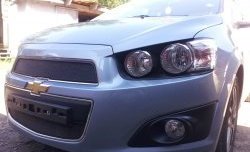 1 469 р. Нижняя сетка на бампер Russtal (черная) Chevrolet Aveo T300 седан (2011-2015)  с доставкой в г. Белгород. Увеличить фотографию 3