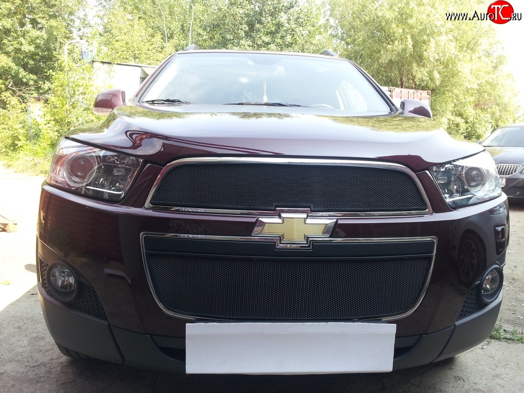 3 189 р. Сетка на бампер Russtal (черная) Chevrolet Captiva  дорестайлинг (2006-2011)  с доставкой в г. Белгород