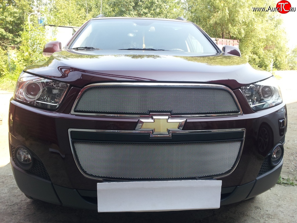 3 199 р. Сетка на бампер Russtal (хром) Chevrolet Captiva 1-ый рестайлинг (2011-2013)  с доставкой в г. Белгород