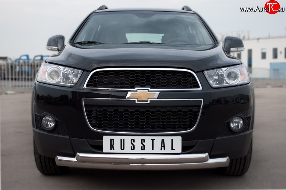 18 899 р. Защита переднего бампера (2 трубыØ76 и 63 мм, нержавейка) SLITKOFF Chevrolet Captiva 1-ый рестайлинг (2011-2013)  с доставкой в г. Белгород