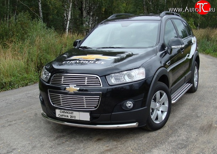 11 899 р. Защита переднего бампера d63.5 мм Металл Дизайн Chevrolet Captiva 1-ый рестайлинг (2011-2013) (полированная нержавейка)  с доставкой в г. Белгород