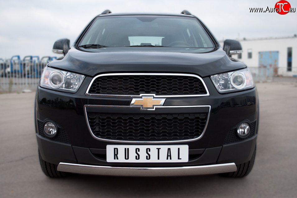 12 499 р. Защита переднего бампера (Ø75х42 мм, нержавейка) Russtal Chevrolet Captiva 1-ый рестайлинг (2011-2013)  с доставкой в г. Белгород