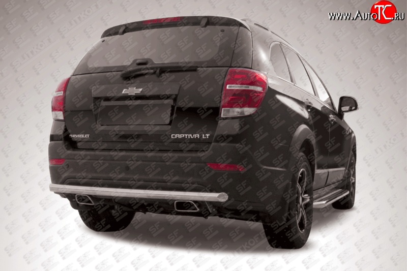 11 599 р. Защита заднего бампера из длинной трубы диаметром 57 мм Slitkoff Chevrolet Captiva 2-ой рестайлинг (2013-2016) (Нержавейка, Полированная)  с доставкой в г. Белгород