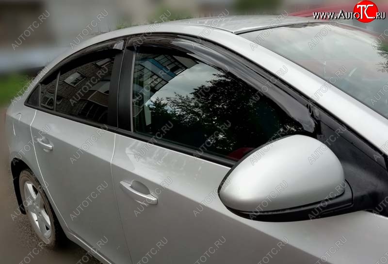 2 489 р. Дефлекторы окон (ветровики) SIM Chevrolet Cruze J300 седан дорестайлинг (2009-2012)  с доставкой в г. Белгород