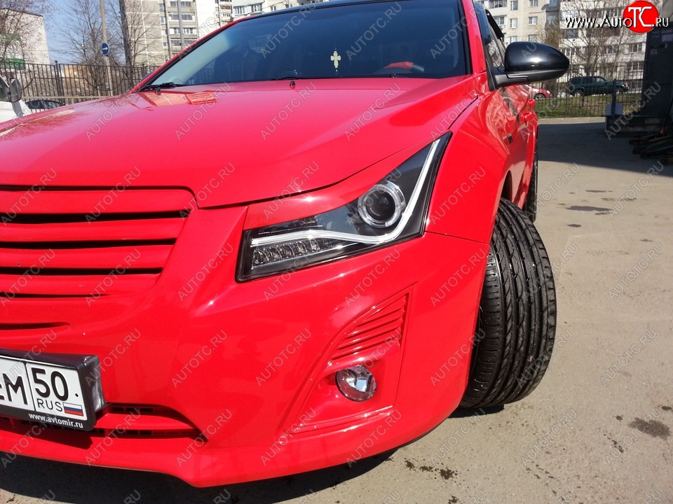 1 149 р. Реснички на фары Tuning-Sport v2 Chevrolet Cruze J300 седан рестайлинг (2012-2015) (Неокрашенные)  с доставкой в г. Белгород