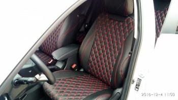 13 949 р. Чехлы для сидений Lord Autofashion Байрон (экокожа) Chevrolet Cruze J300 седан дорестайлинг (2009-2012) (Чёрный, вставка чёрная, строчка красная)  с доставкой в г. Белгород. Увеличить фотографию 3