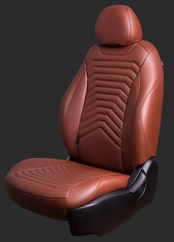 Чехлы для сидений Lord Autofashion Байрон ПРЕЗИДЕНТ (экокожа, спинка 60/40, 2 П- и 1 Г-образных подголовника Chevrolet Cruze J305 хэтчбек дорестайлинг (2009-2012) (Коричневый, вставка коричневая, строчка коричневая)