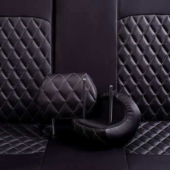 7 199 р. Чехлы для сидений Lord Autofashion Турин Ромб (экокожа, 60/40, 2 П- и 1 Г-образных подголовника) Chevrolet Cruze J305 хэтчбек дорестайлинг (2009-2012) (Черный, вставка черная, строчка серая)  с доставкой в г. Белгород. Увеличить фотографию 5
