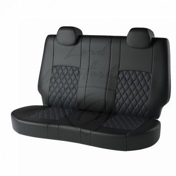 7 199 р. Чехлы для сидений Lord Autofashion Турин Ромб (экокожа) Daewoo Gentra седан (2005-2011) (Чёрный, вставка чёрная, строчка синяя)  с доставкой в г. Белгород. Увеличить фотографию 2