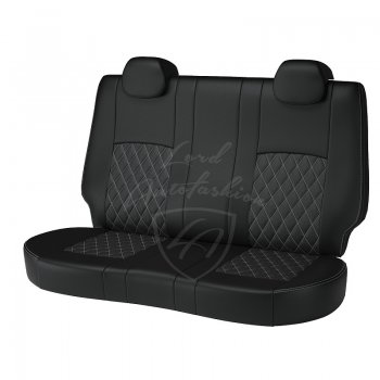 7 199 р. Чехлы для сидений Lord Autofashion Турин Ромб (экокожа) Daewoo Gentra седан (2005-2011) (Черный, вставка черная, строчка серая)  с доставкой в г. Белгород. Увеличить фотографию 2