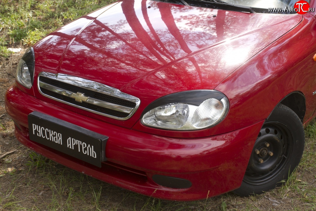 1 009 р. Накладки на фары RA Chevrolet Lanos T100 седан (2002-2017) (Неокрашенные)  с доставкой в г. Белгород