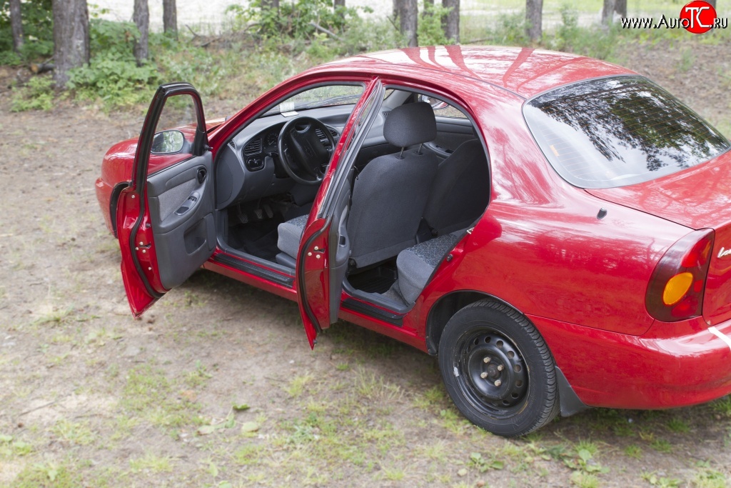 1 509 р. Накладки на внутренние пороги RA Chevrolet Lanos T100 седан (2002-2017) (Передние)  с доставкой в г. Белгород