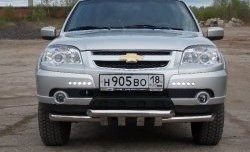14 999 р. Защита переднего бампера двойная с зубьями из труб d63/63 мм Petroil Tuning Chevrolet Niva 2123 рестайлинг (2009-2020) (Нержавеющая полированная сталь)  с доставкой в г. Белгород. Увеличить фотографию 4