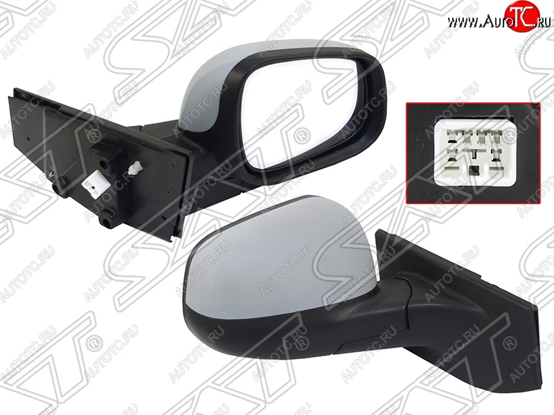 9 499 р. Боковое правое зеркало заднего вида SAT (регулировка, 3 контакта)  Chevrolet Spark  M300 (2010-2015), Daewoo Matiz  M300 (2009-2016), Ravon R2 (2016-2025) (Неокрашенное)  с доставкой в г. Белгород