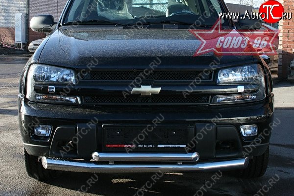 17 639 р. Защита переднего бампера двойная Souz-96 (d76/60) Chevrolet Trailblazer GMT360 рестайлинг (2006-2012)  с доставкой в г. Белгород