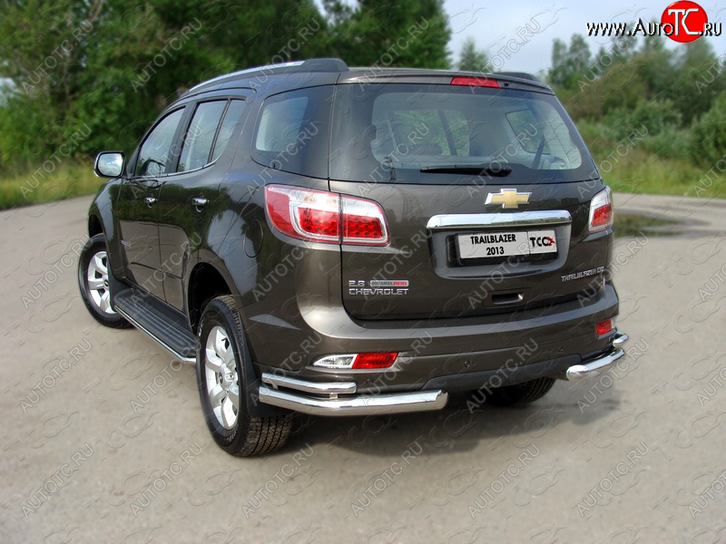 21 999 р. Защита заднего бампера (уголки двойные) ТСС 76,1/42,4 мм Chevrolet Trailblazer GM800 рестайлинг (2016-2020)  с доставкой в г. Белгород