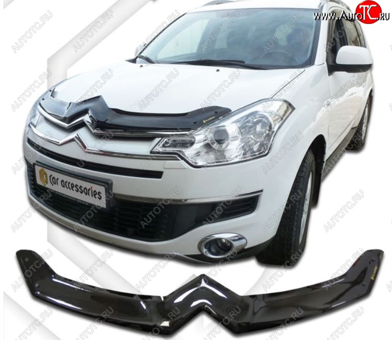 2 199 р. Дефлектор капота CA Plastic (черный) CITROEN C-crosser (2007-2012) (Classic черный, Без надписи)  с доставкой в г. Белгород