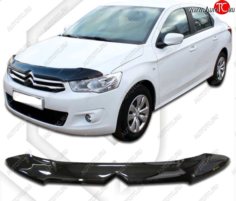 2 199 р. Дефлектор капота CA-Plastic CITROEN C-elysee дорестайлинг (2012-2017) (Classic черный, Без надписи)  с доставкой в г. Белгород