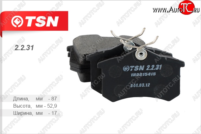 719 р. Задние колодки TSN CITROEN DS3 PF1 дорестайлинг,хэтчбэк 3дв. (2009-2016)  с доставкой в г. Белгород