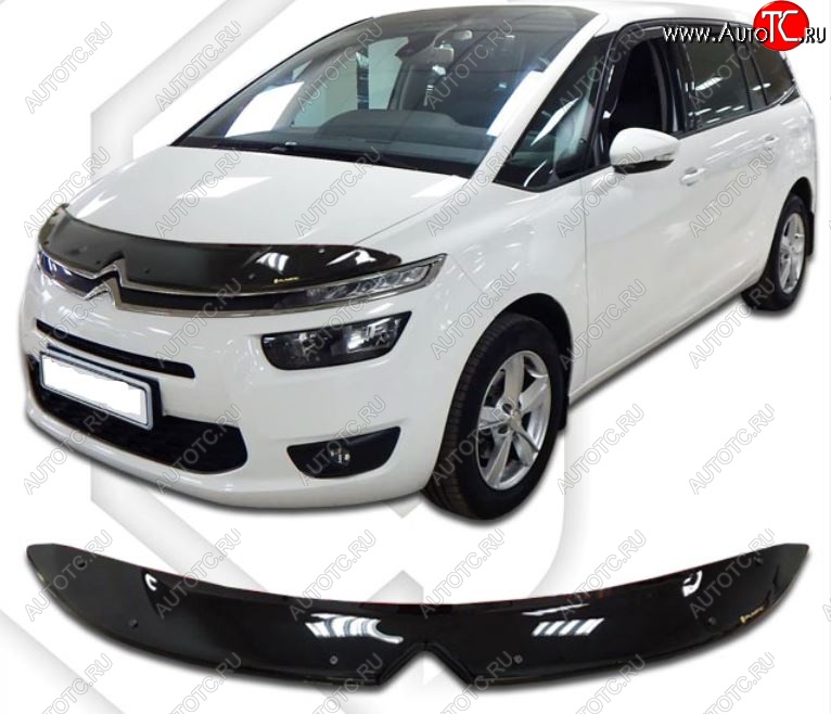 2 199 р. Дефлектор капота CA-Plastiс CITROEN C4 picasso 3D минивэн дорестайлинг (2014-2016) (Classic черный, Без надписи)  с доставкой в г. Белгород