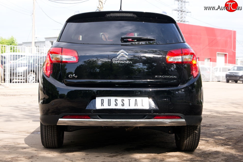 12 999 р. Защита заднего бампера (Ø75x42 мм, нержавейка) Russtal CITROEN C4 aircross (2012-2017)  с доставкой в г. Белгород