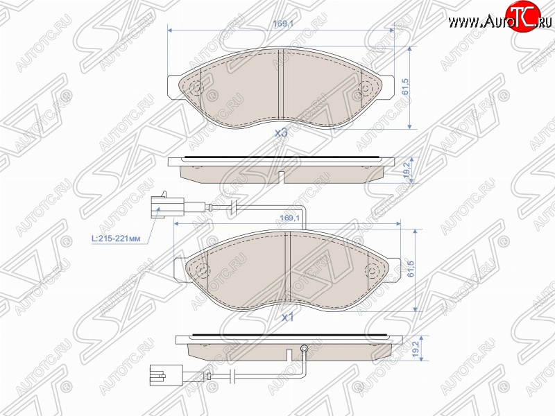 1 079 р. Колодки тормозные SAT (передние) CITROEN Jumper 250 (2006-2014)  с доставкой в г. Белгород