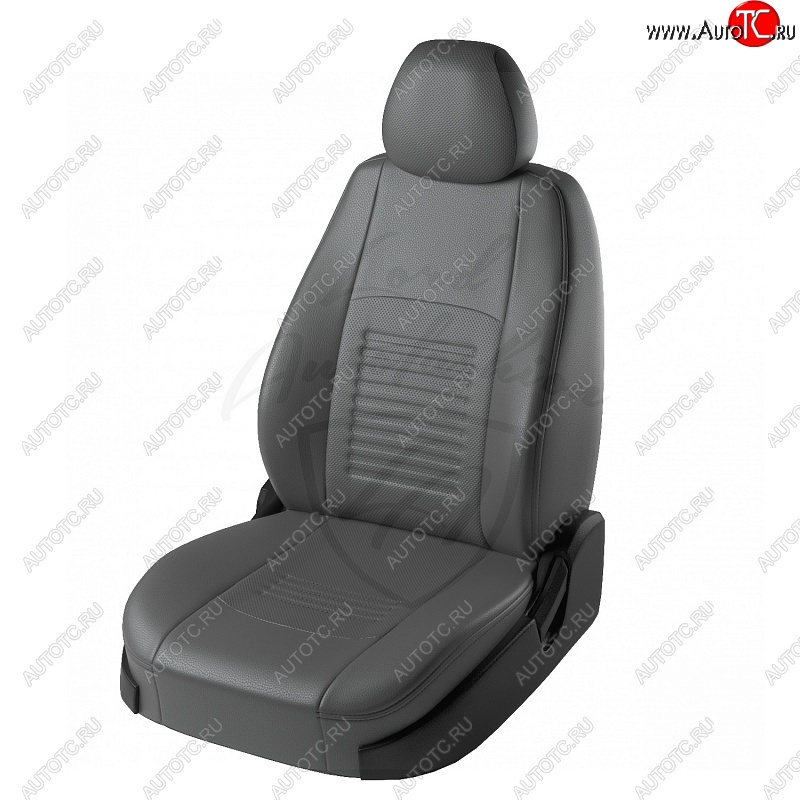 6 799 р. Чехлы для сидений Lord Autofashion Турин (экокожа) Daewoo Gentra седан (2005-2011) (Серый, вставка Серая)  с доставкой в г. Белгород