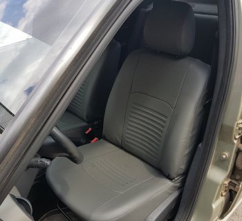 6 799 р. Чехлы для сидений Lord Autofashion Турин (экокожа) Daewoo Gentra седан (2005-2011) (Серый, вставка Серая)  с доставкой в г. Белгород. Увеличить фотографию 3
