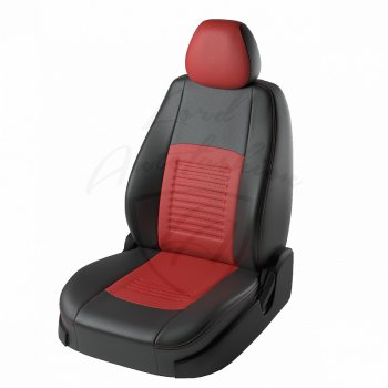 Чехлы для сидений Lord Autofashion Турин (экокожа) Daewoo Gentra седан (2005-2011) (Чёрный, вставка красная)
