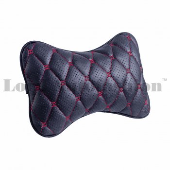349 р. Подушка-косточка Lord Autofashion Байрон (экокожа, 1 шт.) Renault Twingo 2 дорестайлинг (2007-2011) (Черный, строчка красная)  с доставкой в г. Белгород. Увеличить фотографию 2