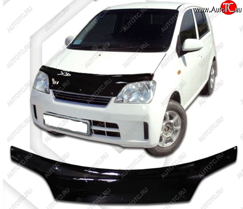 2 299 р. Дефлектор капота (кузов L250S, L250V, L260S) CA-Plastic Daihatsu Mira (2003-2007) (Classic черный, Без надписи)  с доставкой в г. Белгород