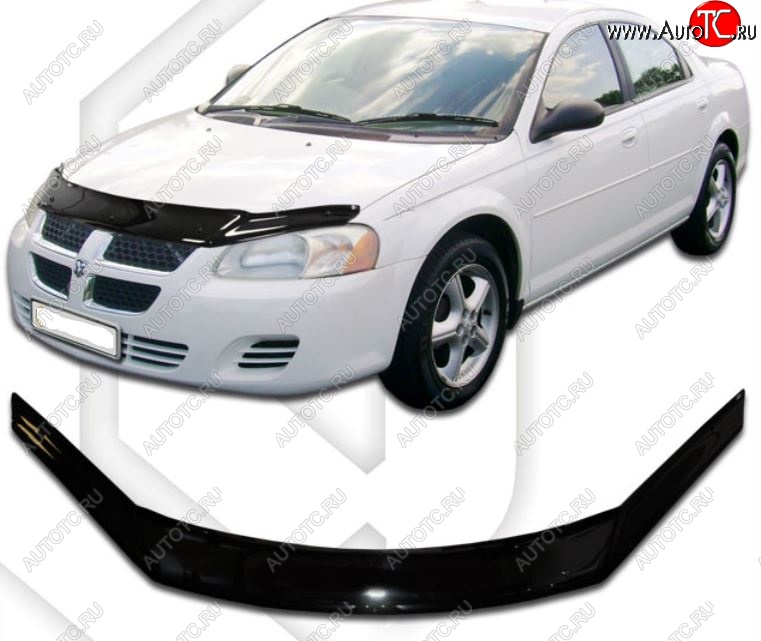 2 199 р. Дефлектор капота CA-Plastic Dodge Stratus (2004-2006) (Classic черный, Без надписи)  с доставкой в г. Белгород