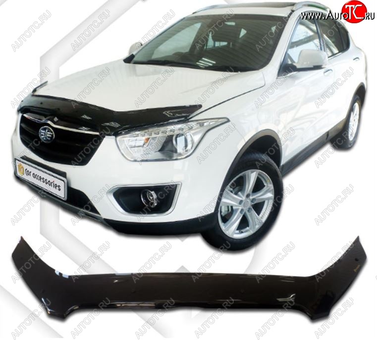 2 399 р. Дефлектор капота CA-Plastiс FAW Besturn X80 дорестайлинг (2014-2019) (Classic черный, Без надписи)  с доставкой в г. Белгород
