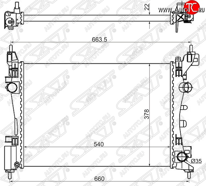 6 649 р. Радиатор двигателя SAT (пластинчатый, 1.0/1.2/1.4/1.6, МКПП/АКПП) Opel Corsa D 1-ый рестайлинг, хэтчбэк 3 дв. (2010-2011)  с доставкой в г. Белгород