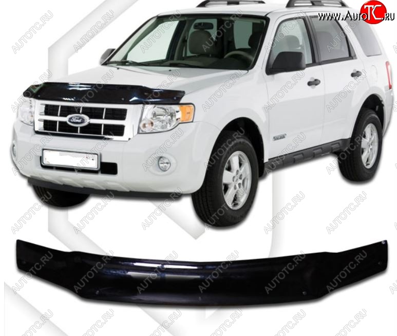 2 199 р. Дефлектор капота (USA) CA-Plastiс exclusive Ford Escape 2 (2008-2012) (Classic черный, Без надписи)  с доставкой в г. Белгород