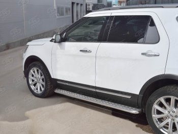 22 999 р. Широкая защита порогов с трубой d42 мм SLITKOFF v2 Ford Explorer U502 1-ый рестайлинг, 5 дв. (2015-2018)  с доставкой в г. Белгород. Увеличить фотографию 4