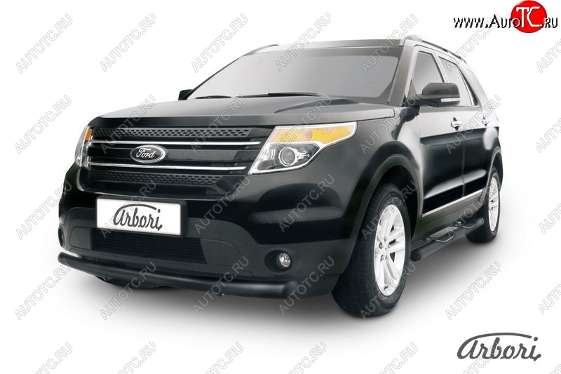 8 729 р. Защита переднего бампера Arbori (черная, 1 труба d76 mm). Ford Explorer U502 дорестайлинг (2010-2016)  с доставкой в г. Белгород