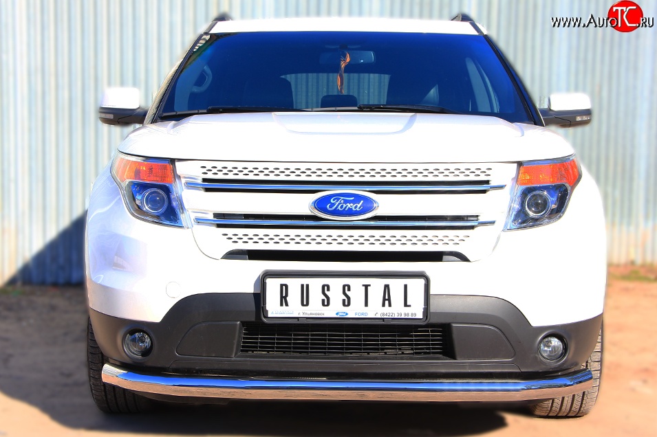 16 949 р. Одинарная защита переднего бампера диаметром 76 мм SLITKOFF  Ford Explorer  U502 (2010-2016) дорестайлинг  с доставкой в г. Белгород