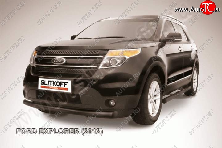11 699 р. Защита переднего бампера d76 Slitkoff Ford Explorer U502 дорестайлинг (2010-2016) (Цвет: серебристый)  с доставкой в г. Белгород