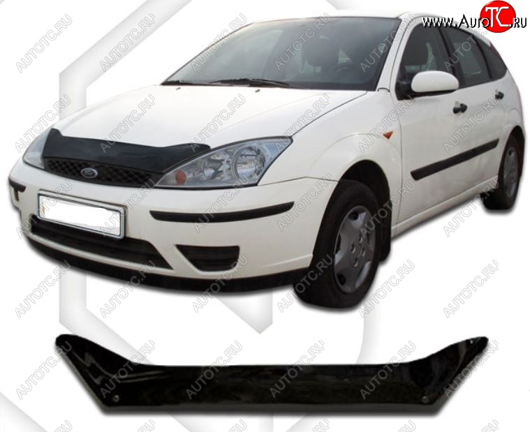 2 159 р. Дефлектор капота CA-Plastic Ford Focus 1 универсал дорестайлинг (1998-2002) (Classic черный, Без надписи)  с доставкой в г. Белгород