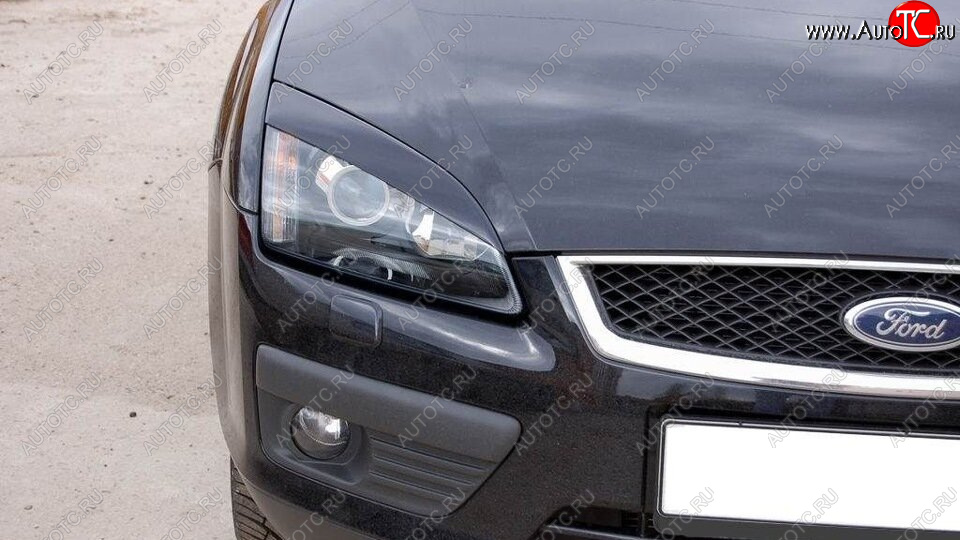 679 р. Реснички на фары KURAJ (Широкие) Ford Focus 2  седан дорестайлинг (2004-2008) (Неокрашенные)  с доставкой в г. Белгород