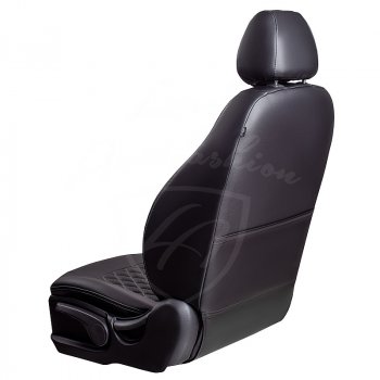 7 199 р. Чехлы для сидений Lord Autofashion Турин Ромб (экокожа) Ford Focus 2 седан рестайлинг (2007-2011) (Черный, вставка черная, строчка серая)  с доставкой в г. Белгород. Увеличить фотографию 3