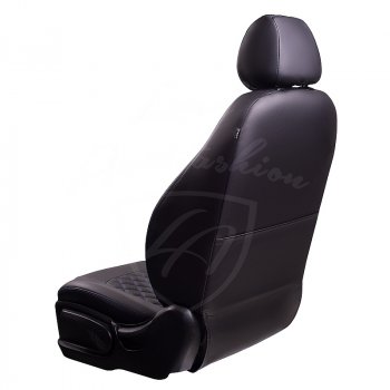7 199 р. Чехлы для сидений Lord Autofashion Турин Ромб (экокожа) Ford Focus 2 седан рестайлинг (2007-2011) (Черный, вставка черная, строчка синяя)  с доставкой в г. Белгород. Увеличить фотографию 3