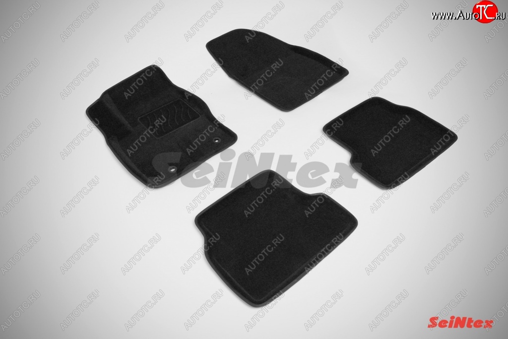 5 449 р. Износостойкие коврики в салон SeiNtex Premium 3D 4 шт. (ворсовые, черные) Ford Focus 2 хэтчбэк 5 дв. дорестайлинг (2004-2008)  с доставкой в г. Белгород