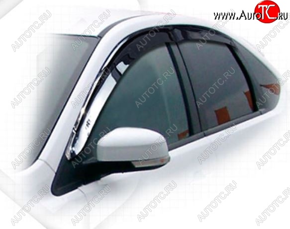 2 079 р. Дефлектора окон CA-Plastic Ford Focus 2  седан дорестайлинг (2004-2008) (Classic полупрозрачный, Без хром.молдинга)  с доставкой в г. Белгород