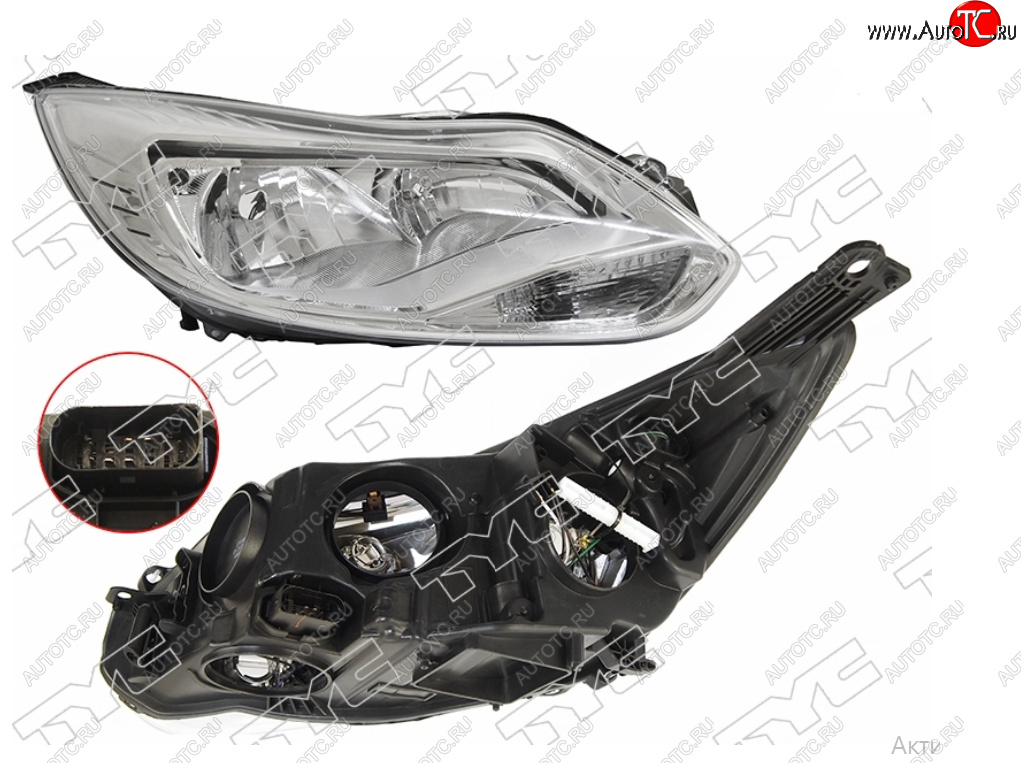 9 349 р. Правая фара (галоген, c корректором) TYC Ford Focus 3 универсал дорестайлинг (2010-2015)  с доставкой в г. Белгород