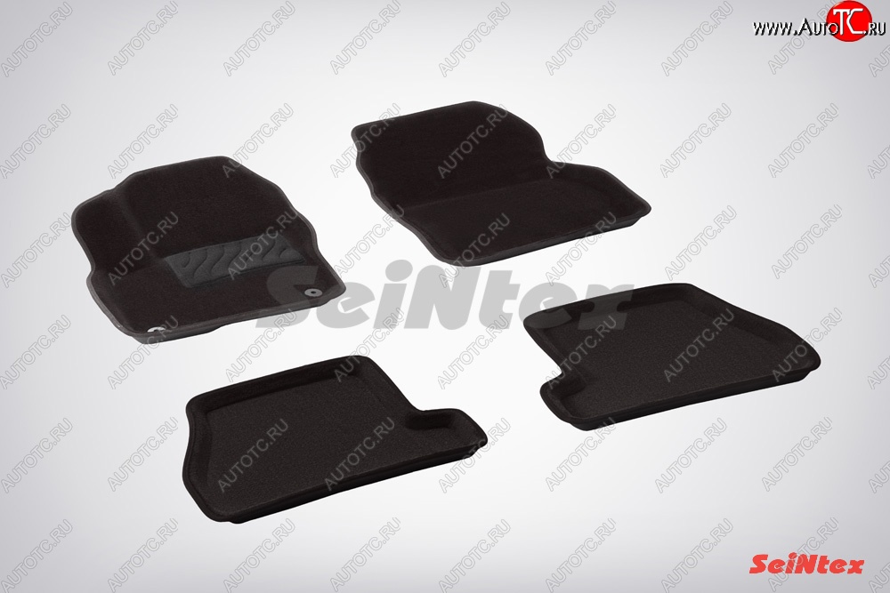 5 449 р. Коврики в салон (АКПП) SeiNtex Premium 3D 4 шт. (ворсовые, черные) Ford Focus 3 универсал рестайлинг (2014-2019)  с доставкой в г. Белгород